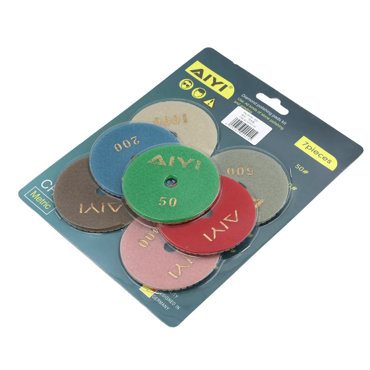 AIYI 7-Piece Diamond Polishing Pad Set (50#–3000# Grit)