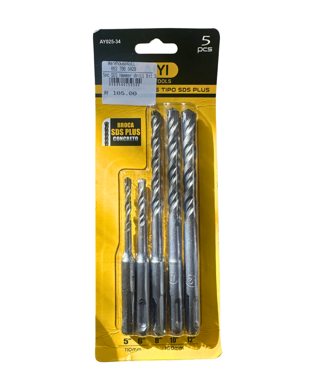 AIYI 5-Piece SDS Plus Masonry Drill Bit Set