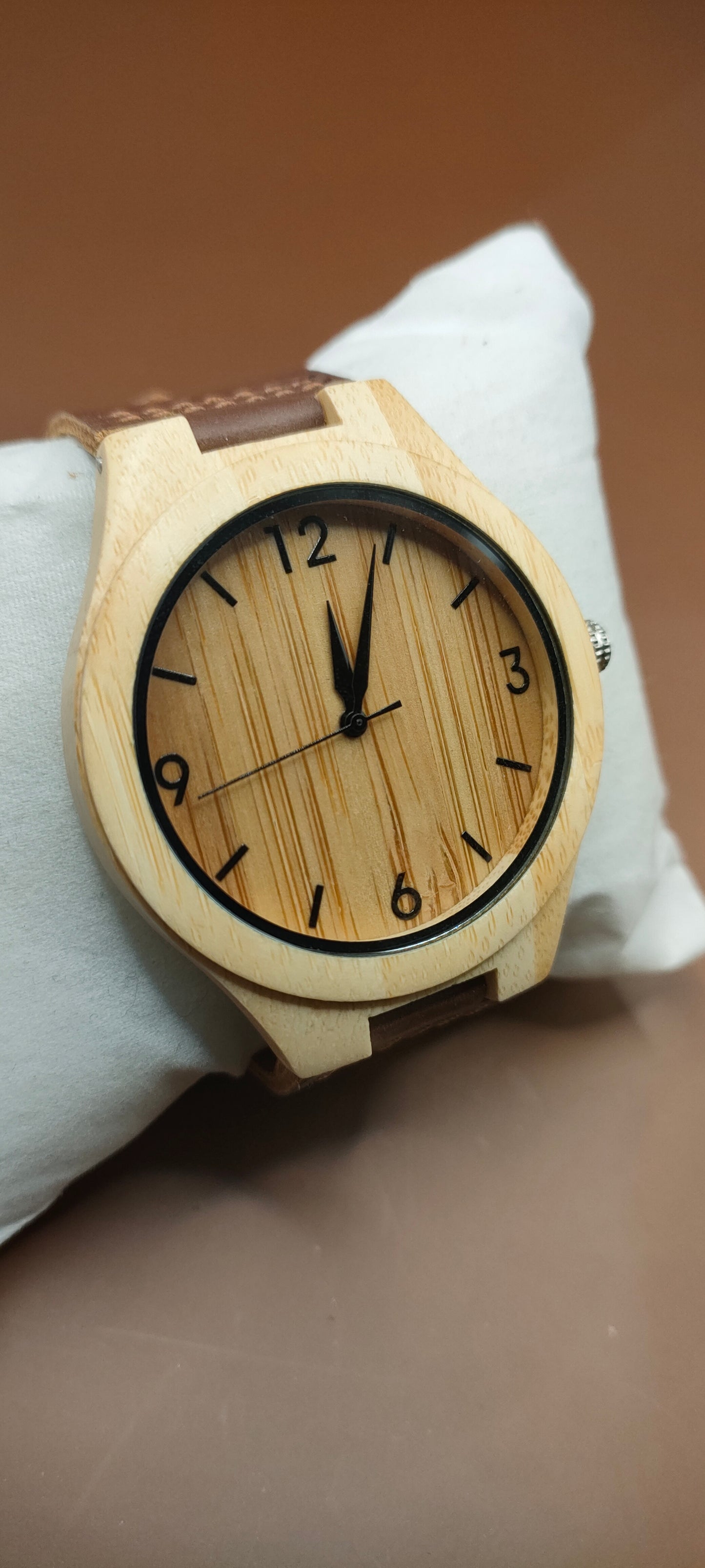 Wooden Watches, Leather & Fabric Straps - Cream & Hazel
