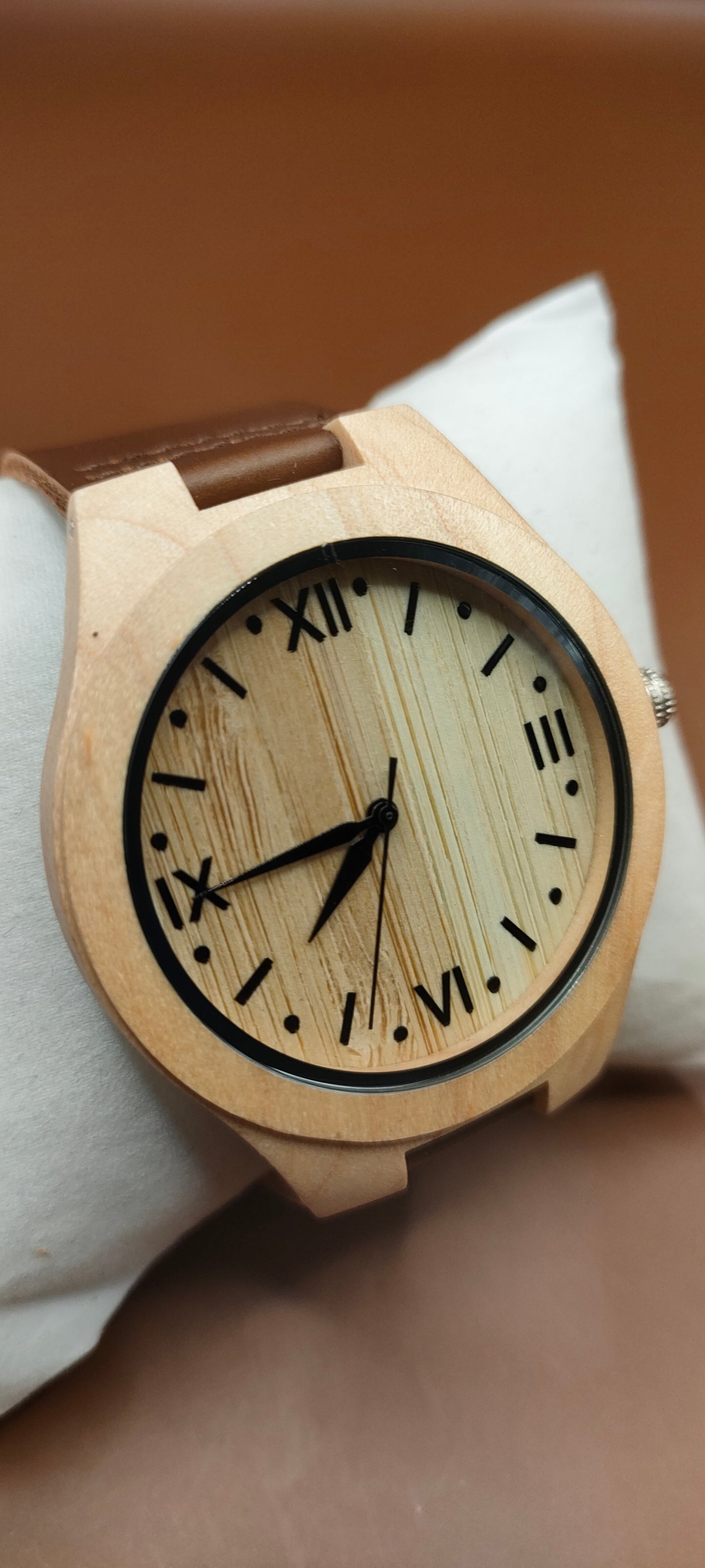 Wooden Watches, Leather & Fabric Straps - Cream & Hazel