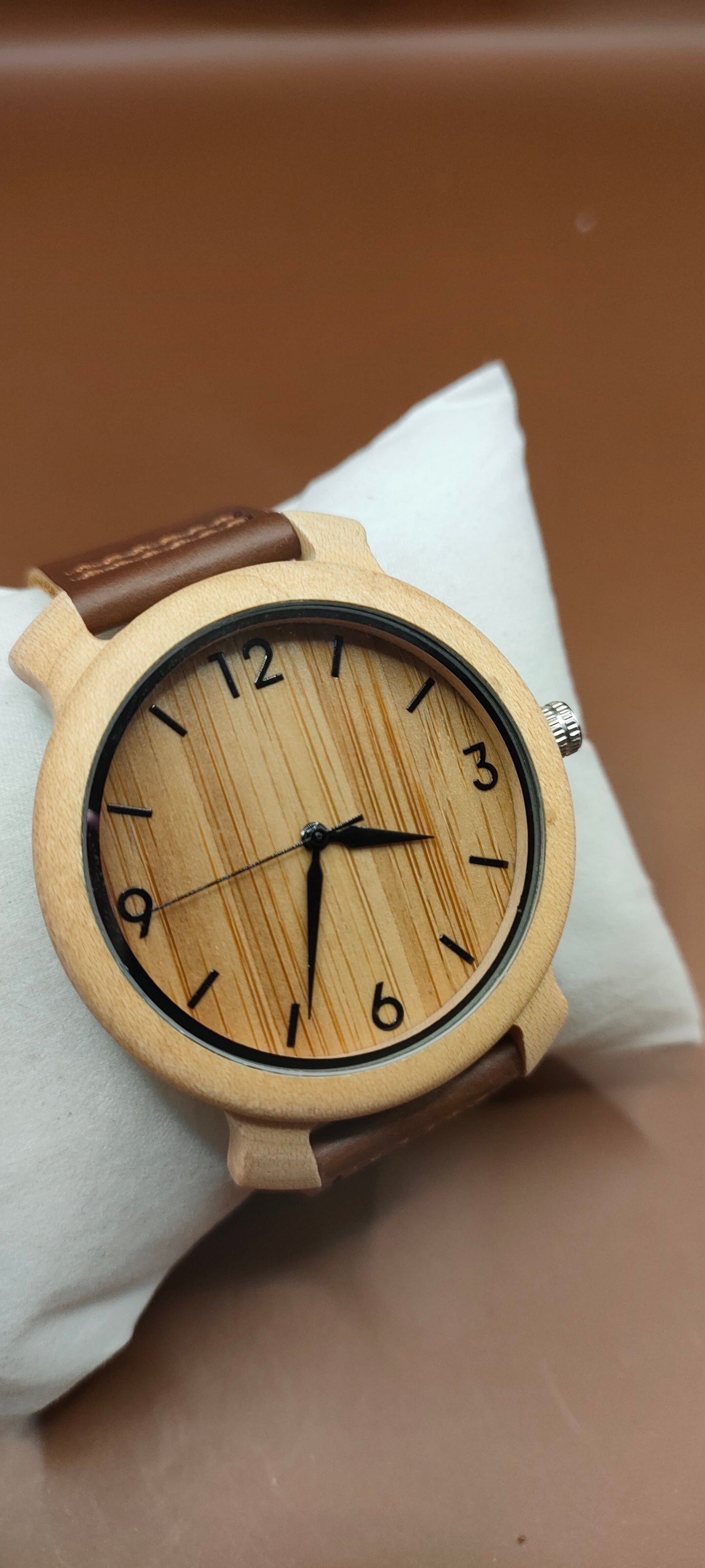 Wooden Watches, Leather & Fabric Straps - Cream & Hazel