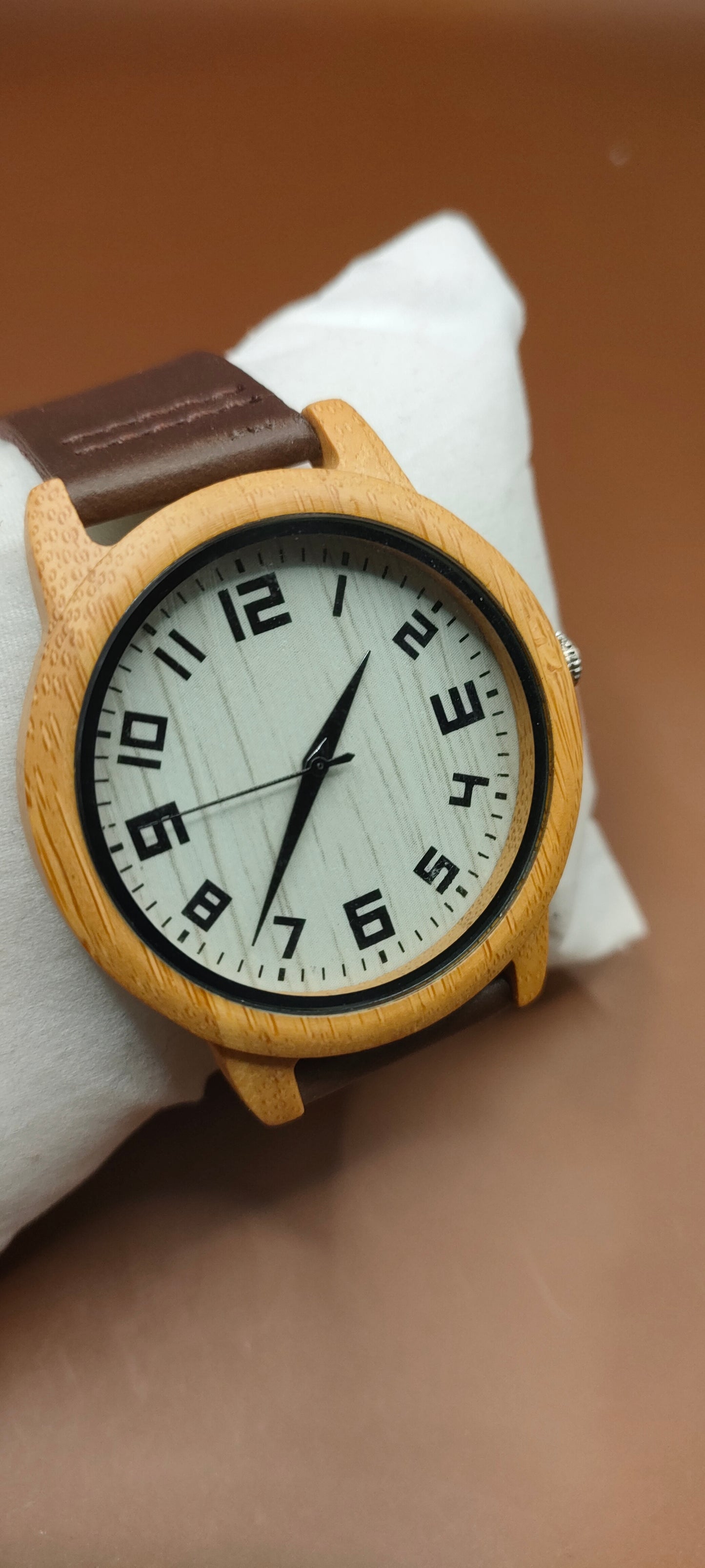 Wooden Watches, Leather & Fabric Straps - Cream & Hazel