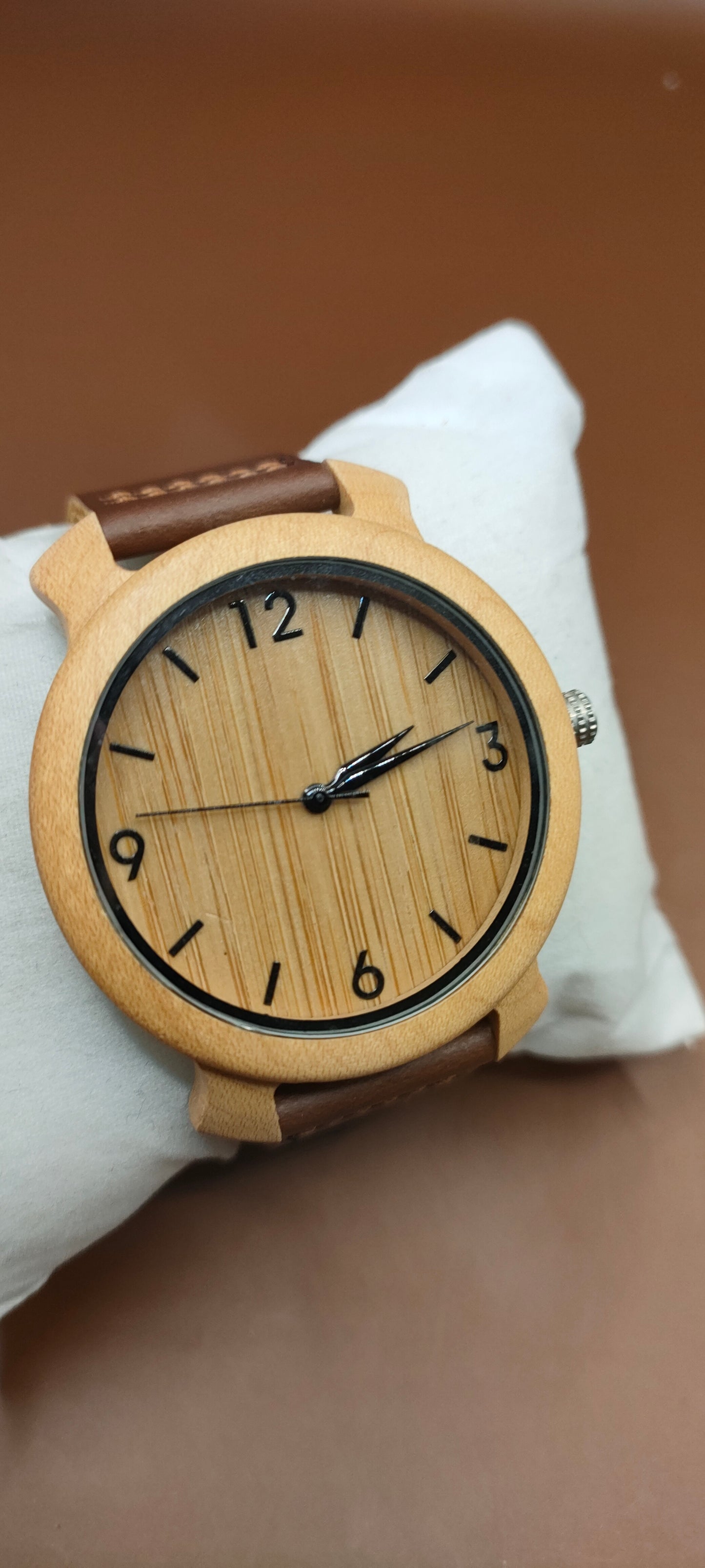 Wooden Watches, Leather & Fabric Straps - Cream & Hazel