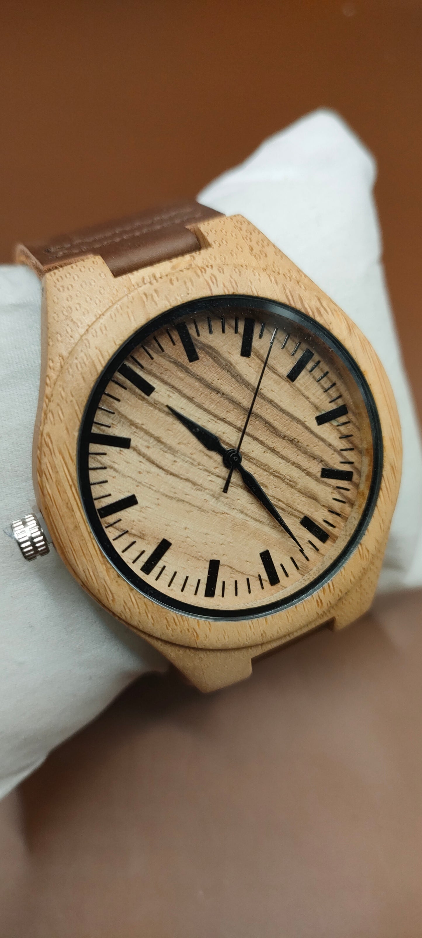 Wooden Watches, Leather & Fabric Straps - Cream & Hazel