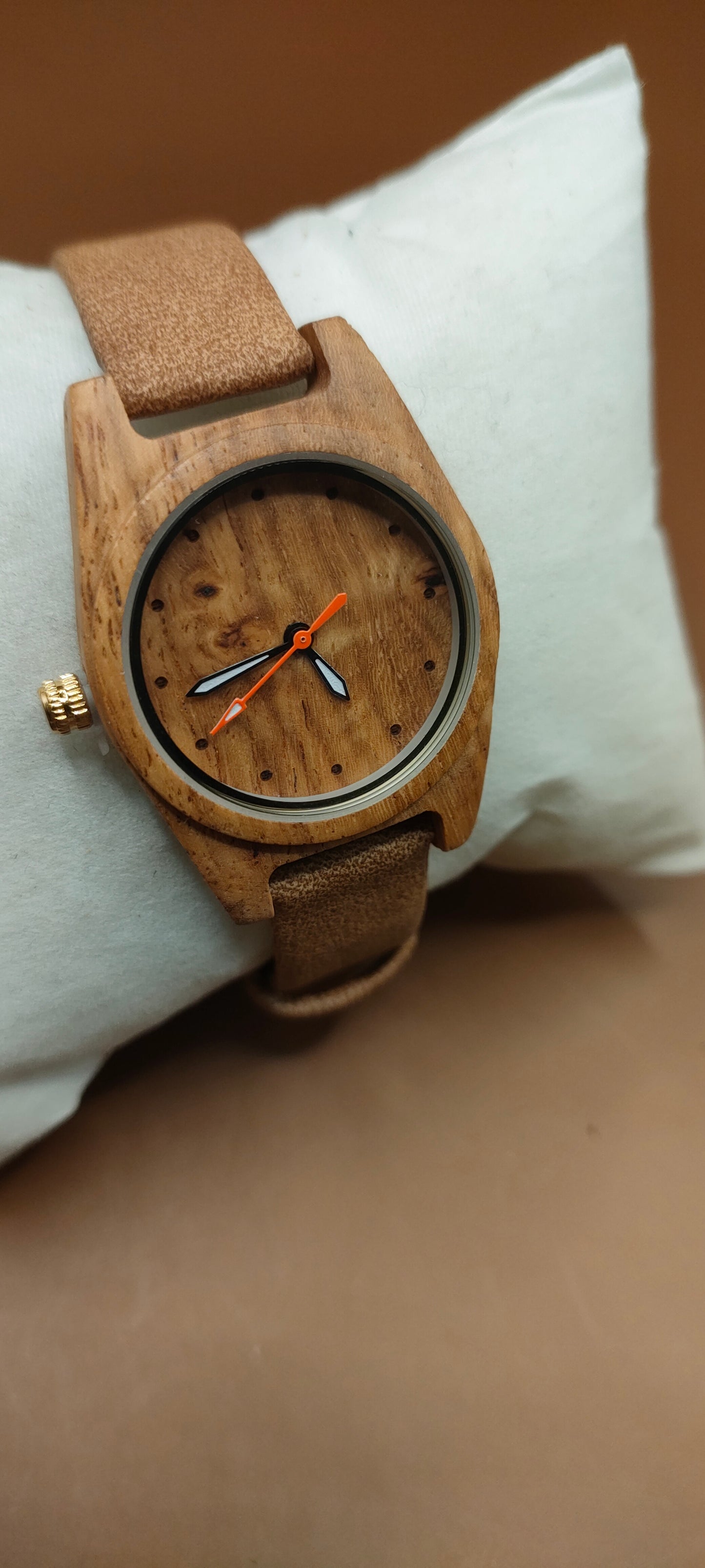 Wooden Watches, Leather & Fabric Straps - Cream & Hazel