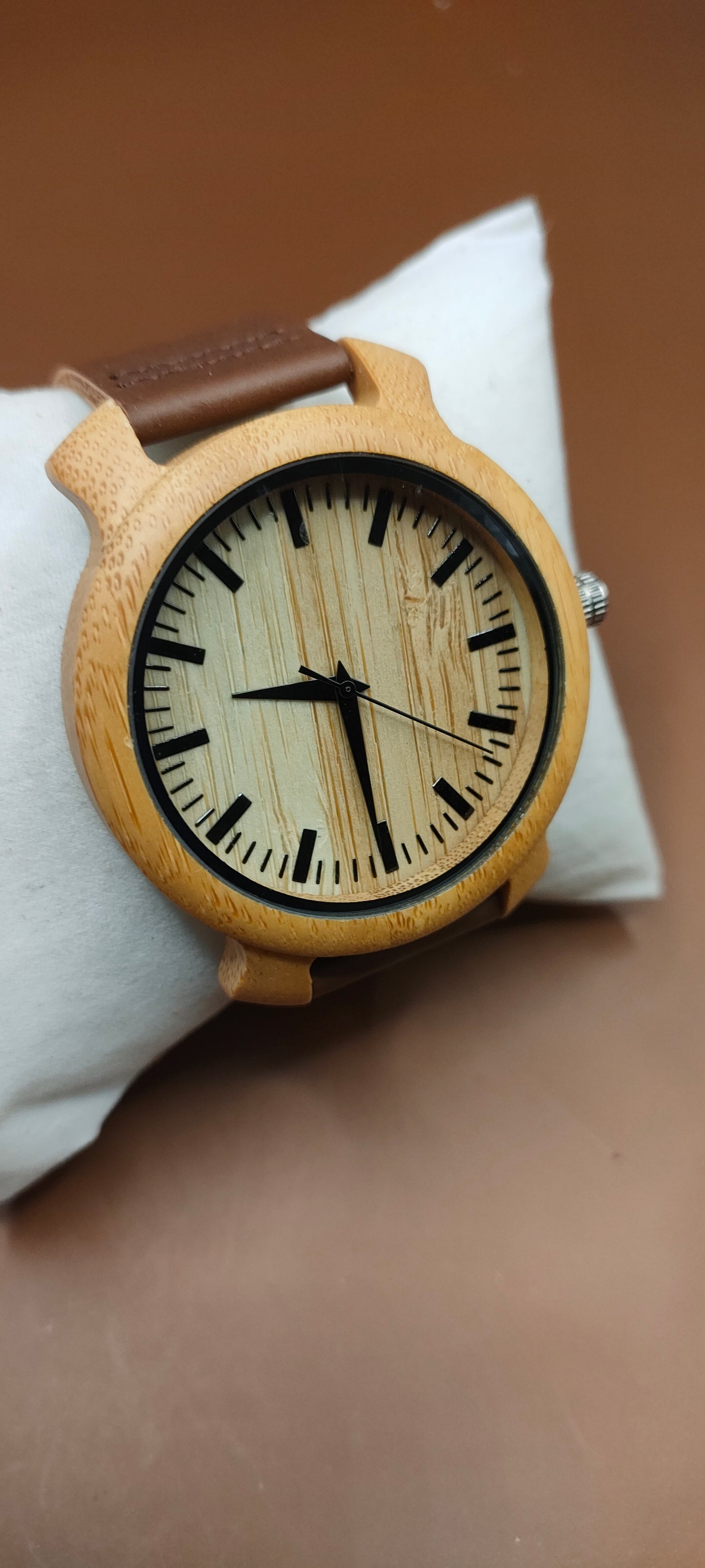 Wooden Watches, Leather & Fabric Straps - Cream & Hazel