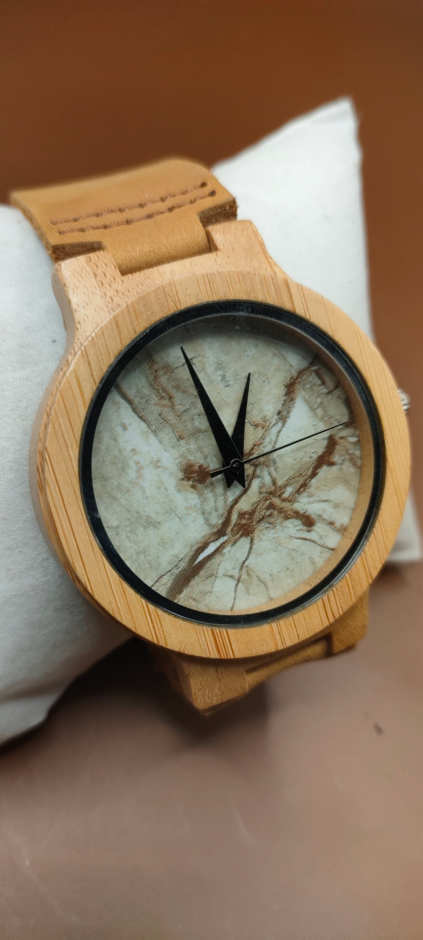 Wooden Watches, Leather & Fabric Straps - Cream & Hazel