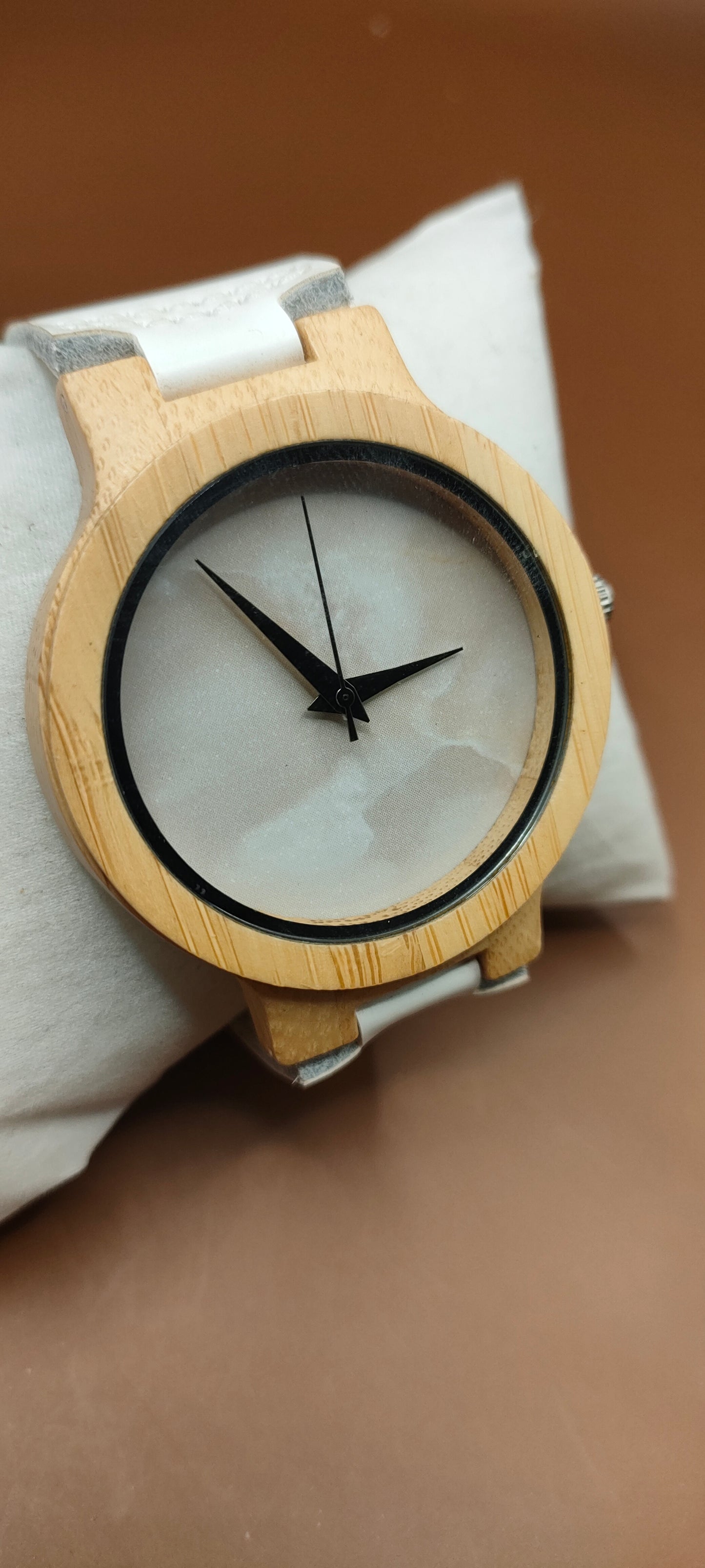 Wooden Watches, Leather & Fabric Straps - Cream & Hazel