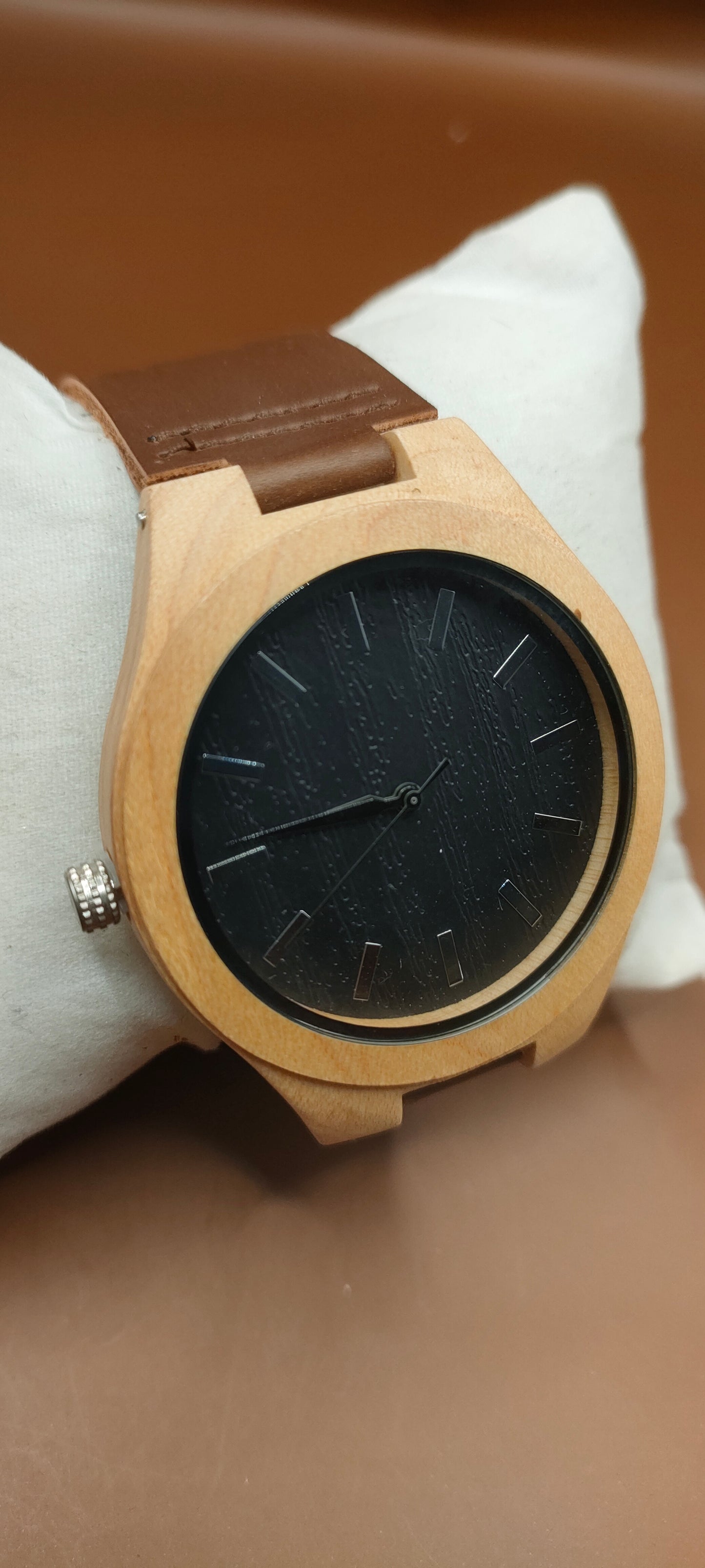 Wooden Watches, Leather & Fabric Straps - Cream & Hazel