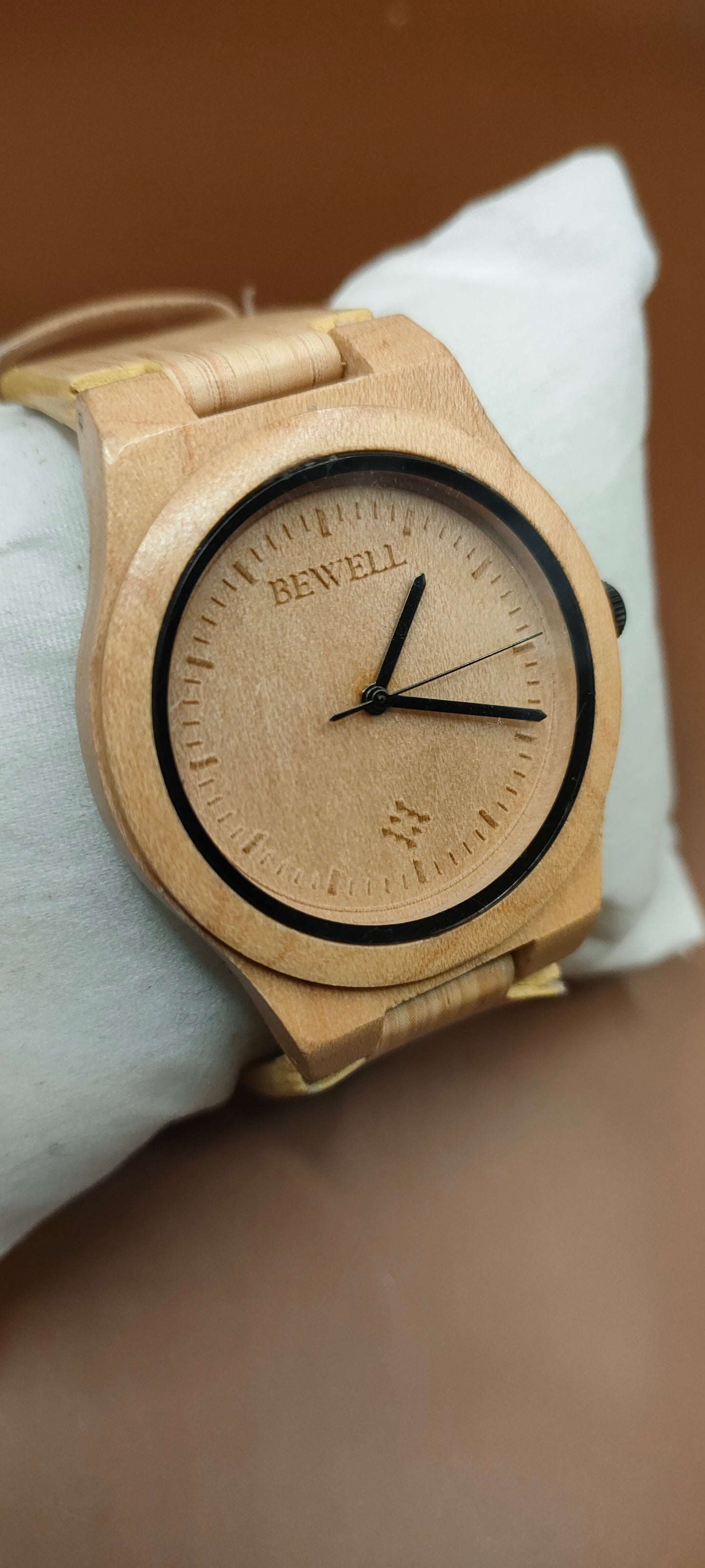 Wooden Watches, Leather & Fabric Straps - Cream & Hazel