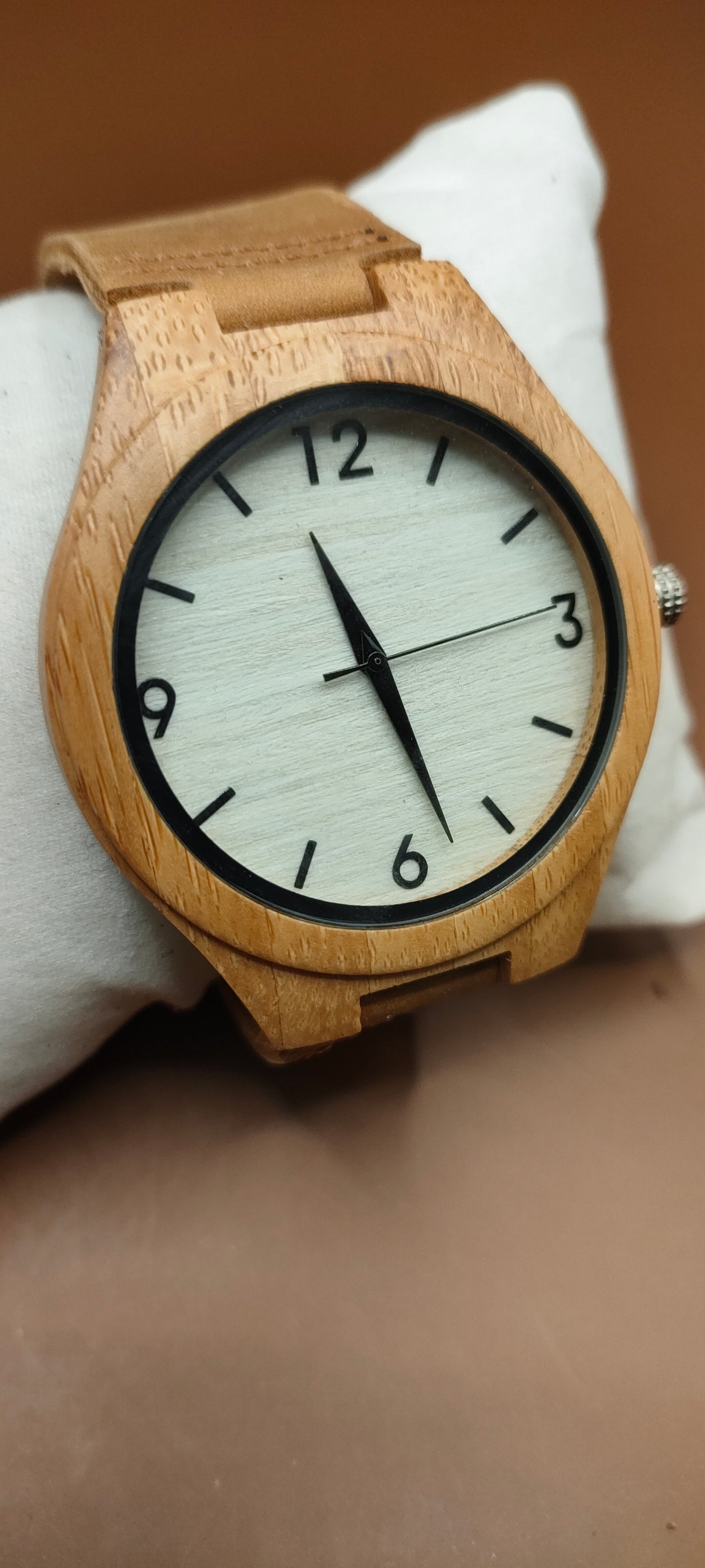 Wooden Watches, Leather & Fabric Straps - Cream & Hazel