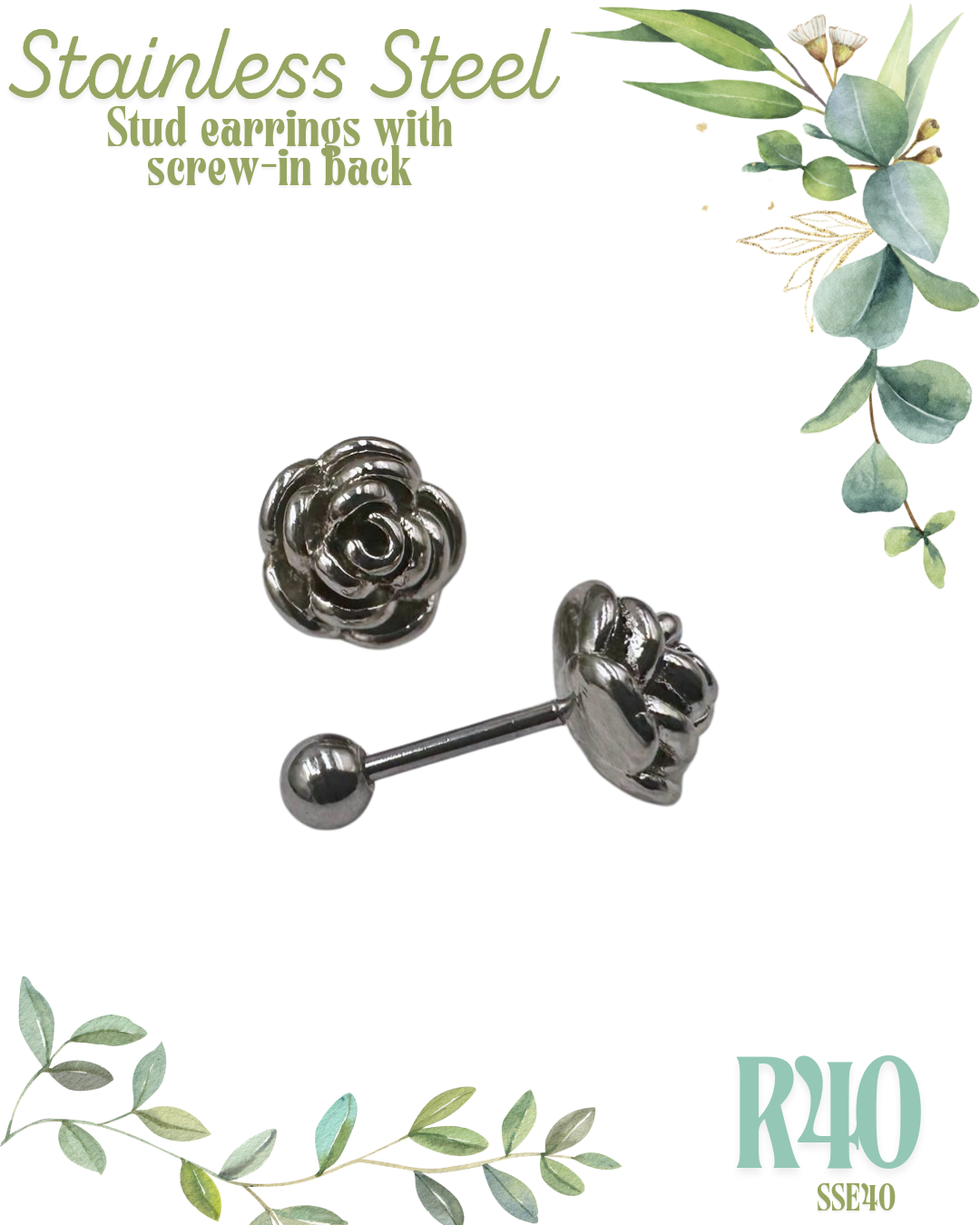Rose Stainless Steel Earrings SSE40-42
