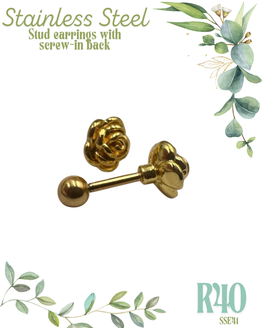 Rose Stainless Steel Earrings SSE40-42