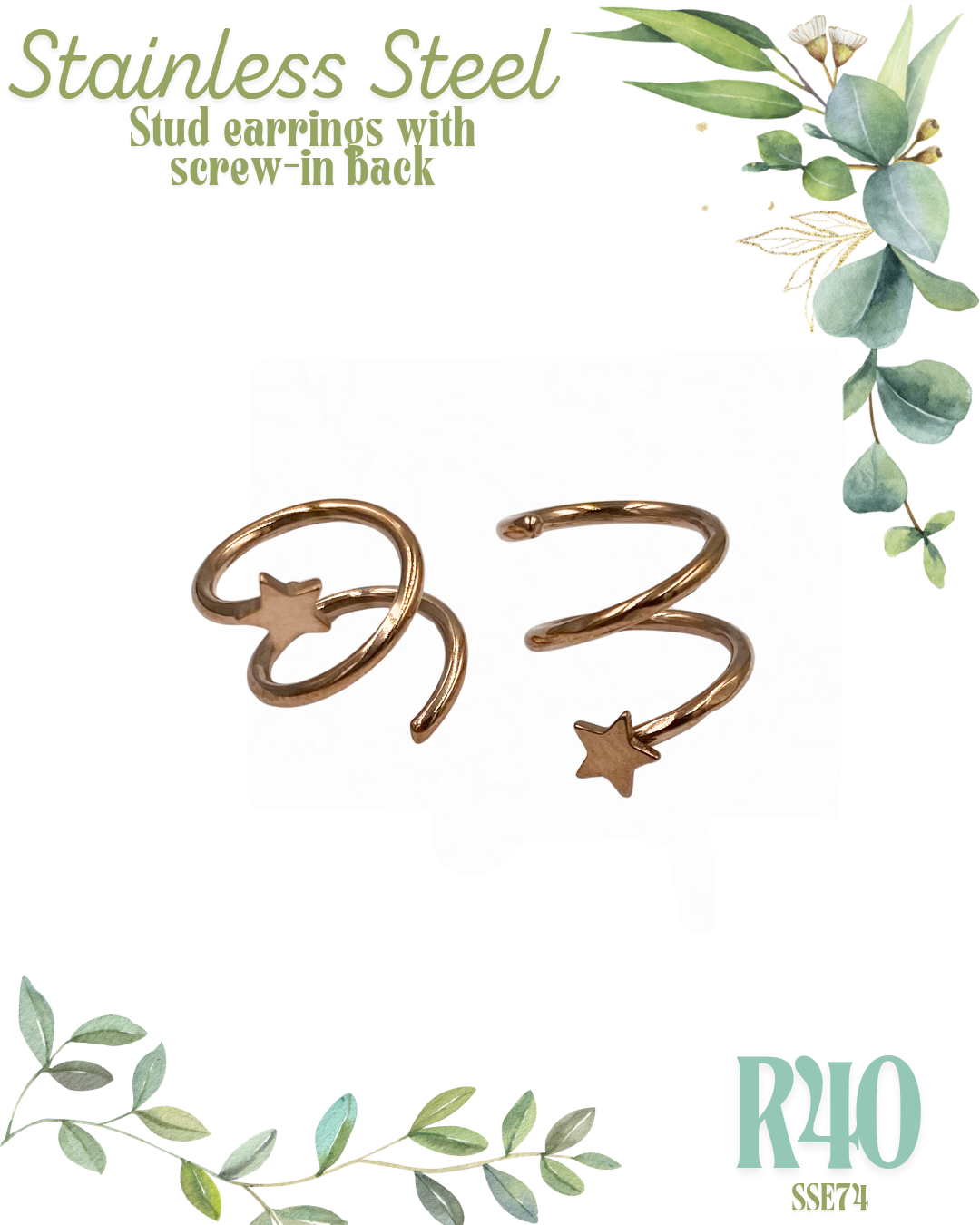 Star-loop Stainless Steel Earrings SSE72-74