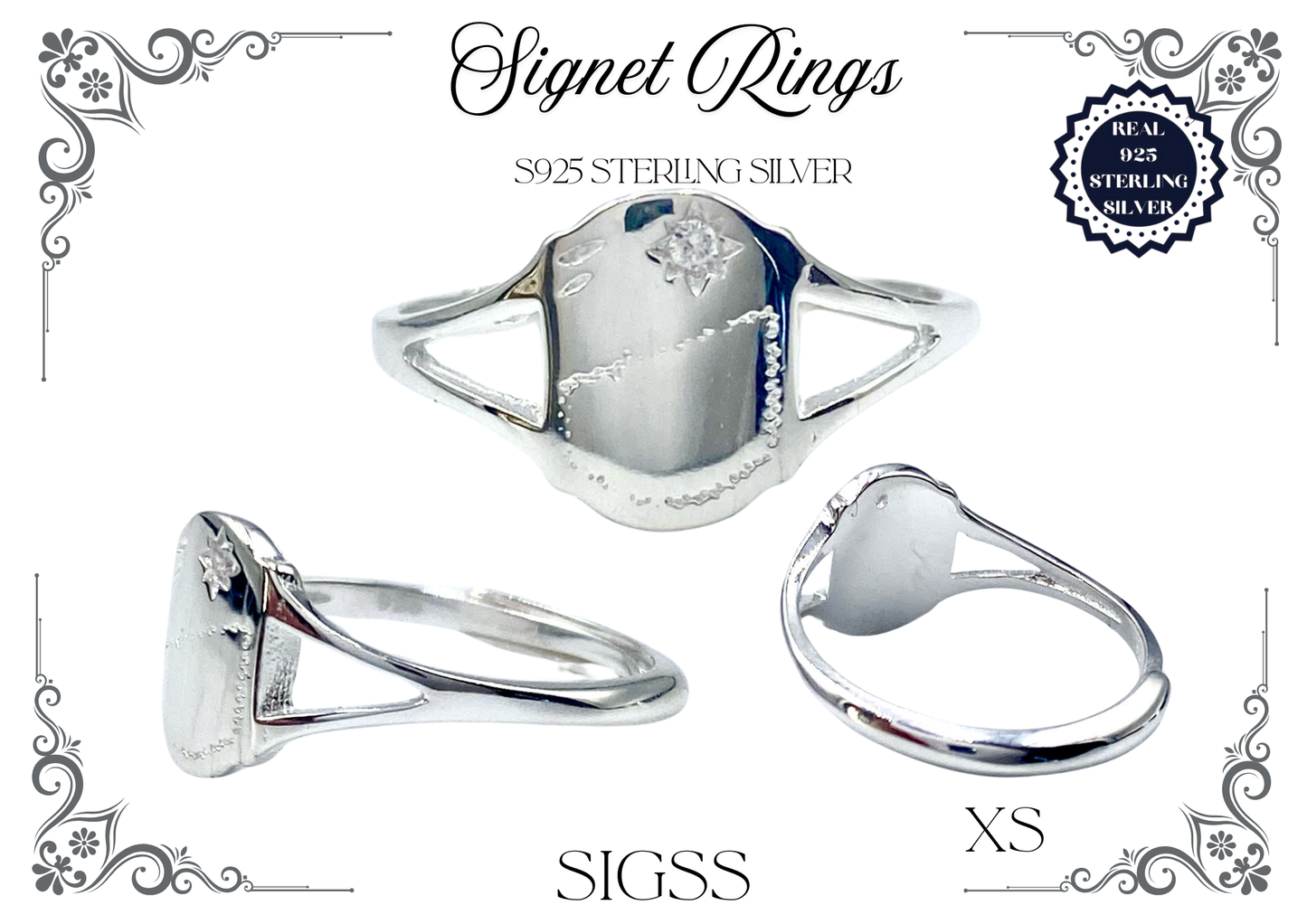 Signet Rings - Sterling Silver (Shield)