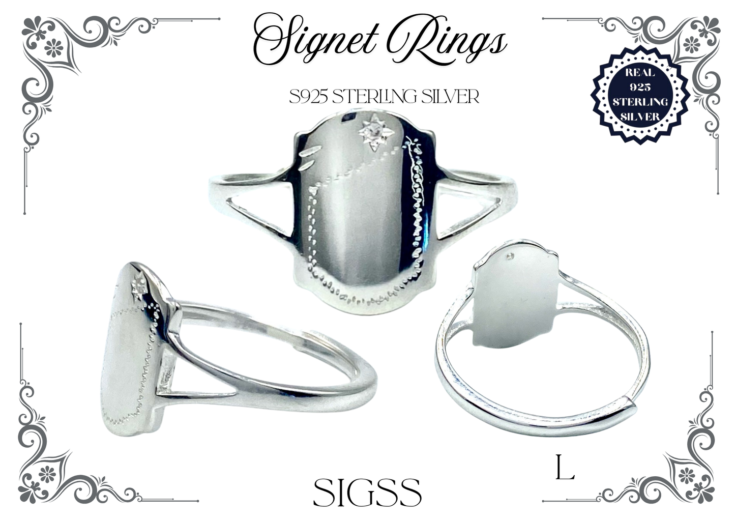 Signet Rings - Sterling Silver (Shield)