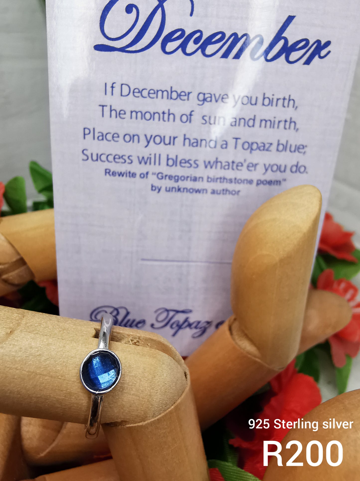 Birthstone Sterling Silver Rings - Adjustable