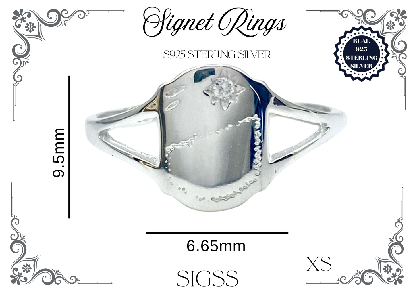 Signet Rings - Sterling Silver (Shield)