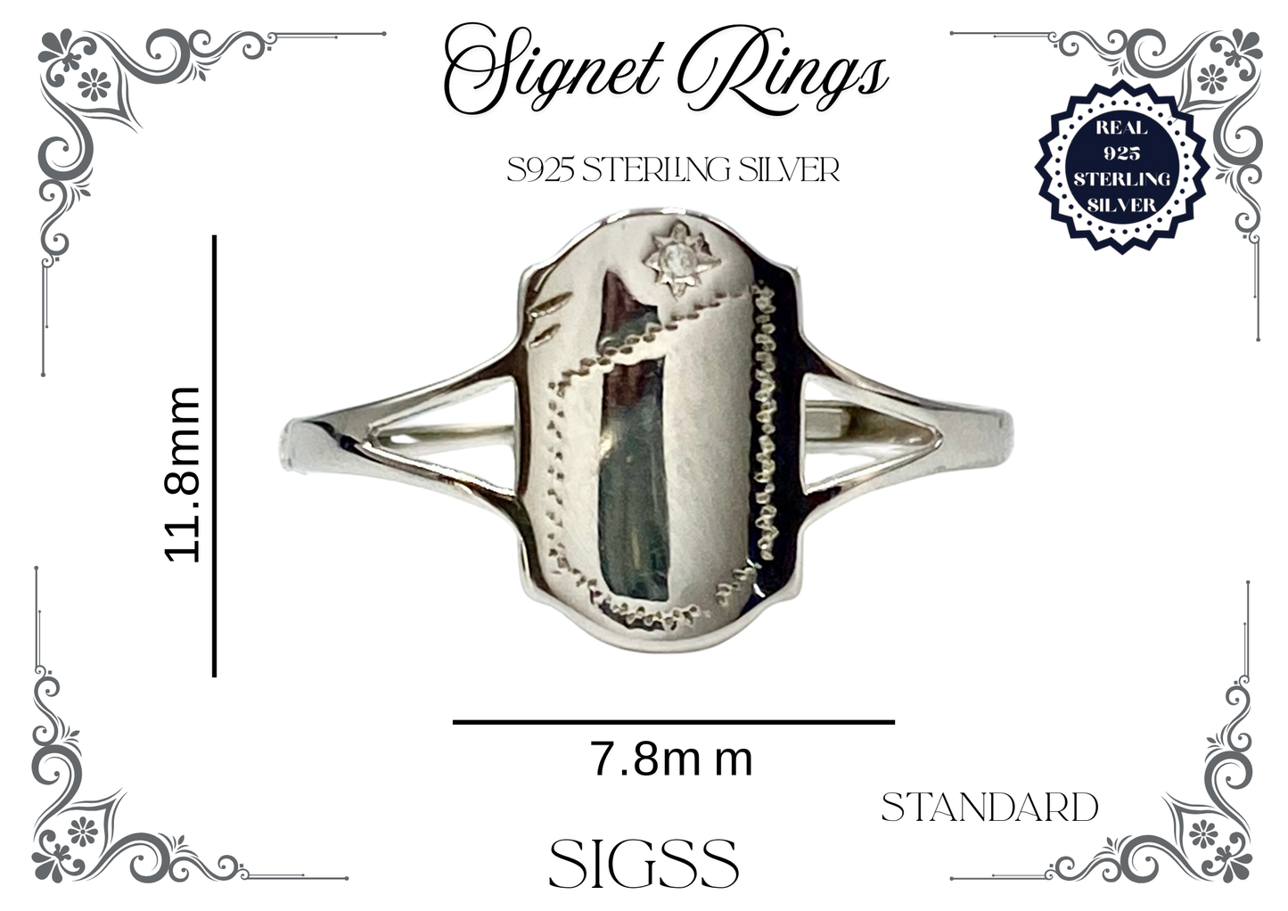 Signet Rings - Sterling Silver (Shield)