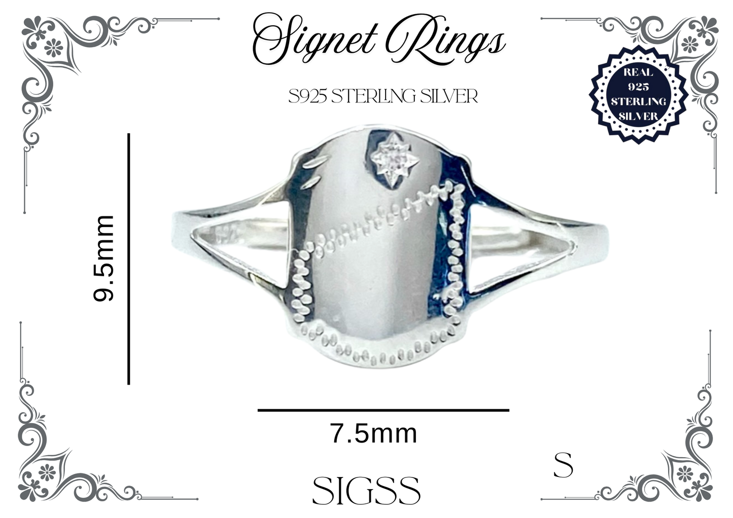 Signet Rings - Sterling Silver (Shield)