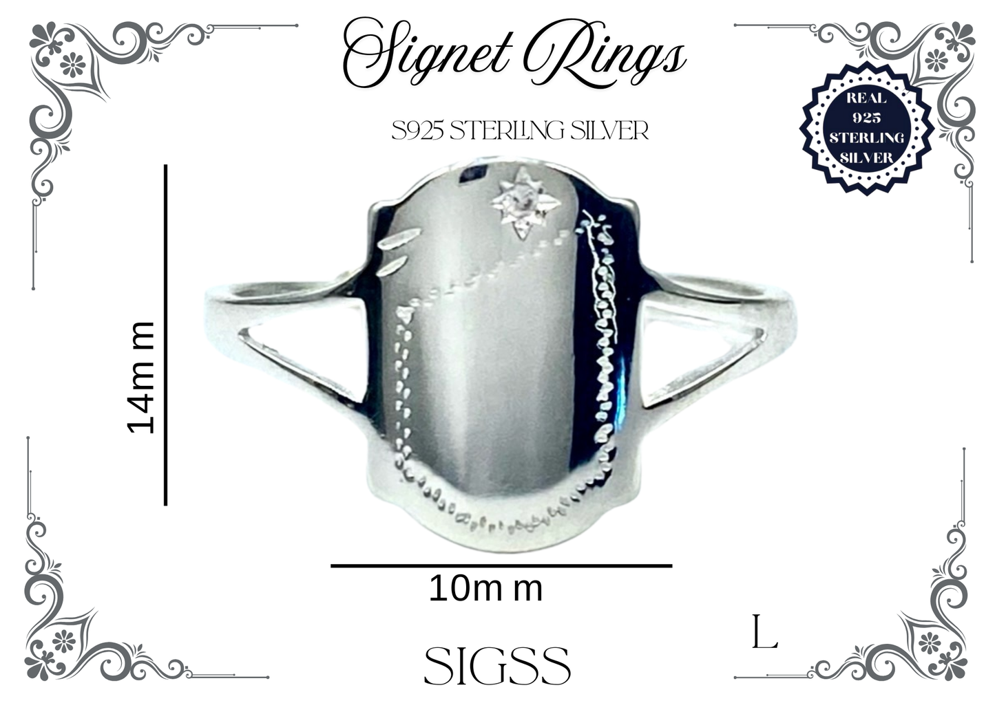 Signet Rings - Sterling Silver (Shield)