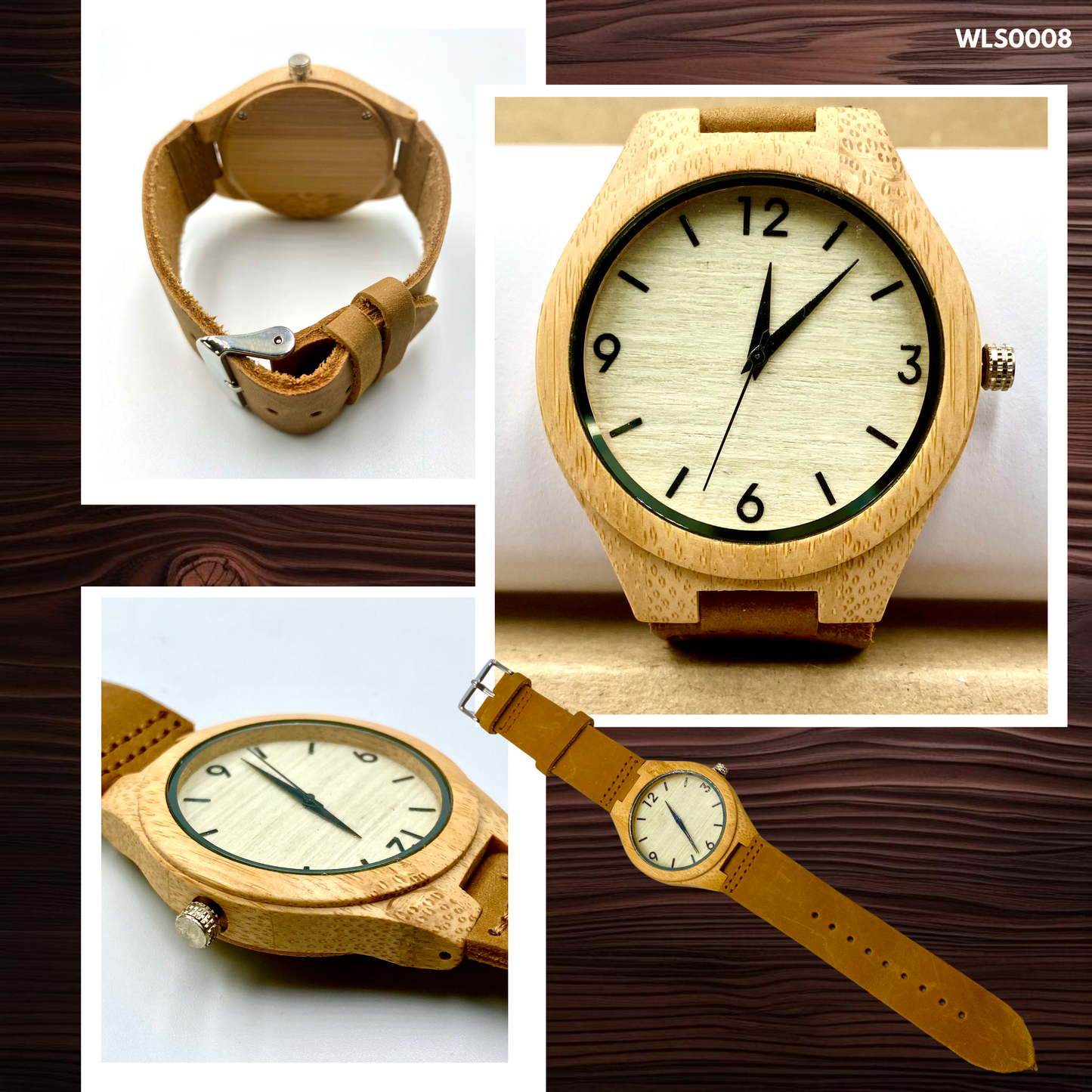 Wooden Watches - Leather Straps (WLS0002-6,8,9)