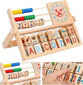 Wooden Educational Learning Frame – Abacus, Clock & Alphabet