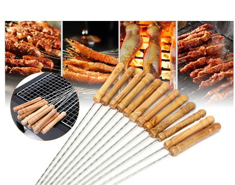 OWSOM Wood-Handled Barbecue Skewers – 10 Piece Set (42cm)