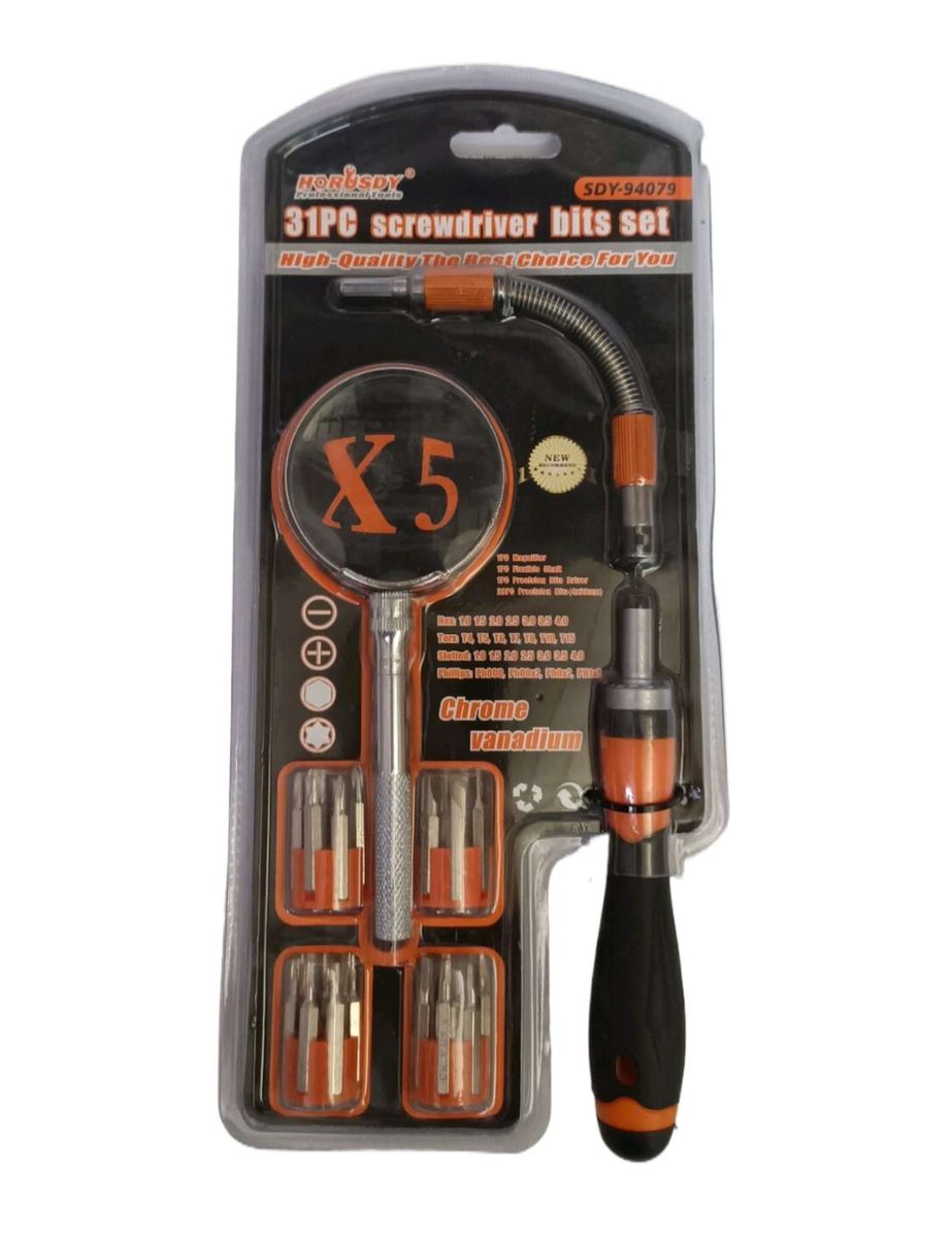 31-Piece Precision Screwdriver Bit Set with Magnifier