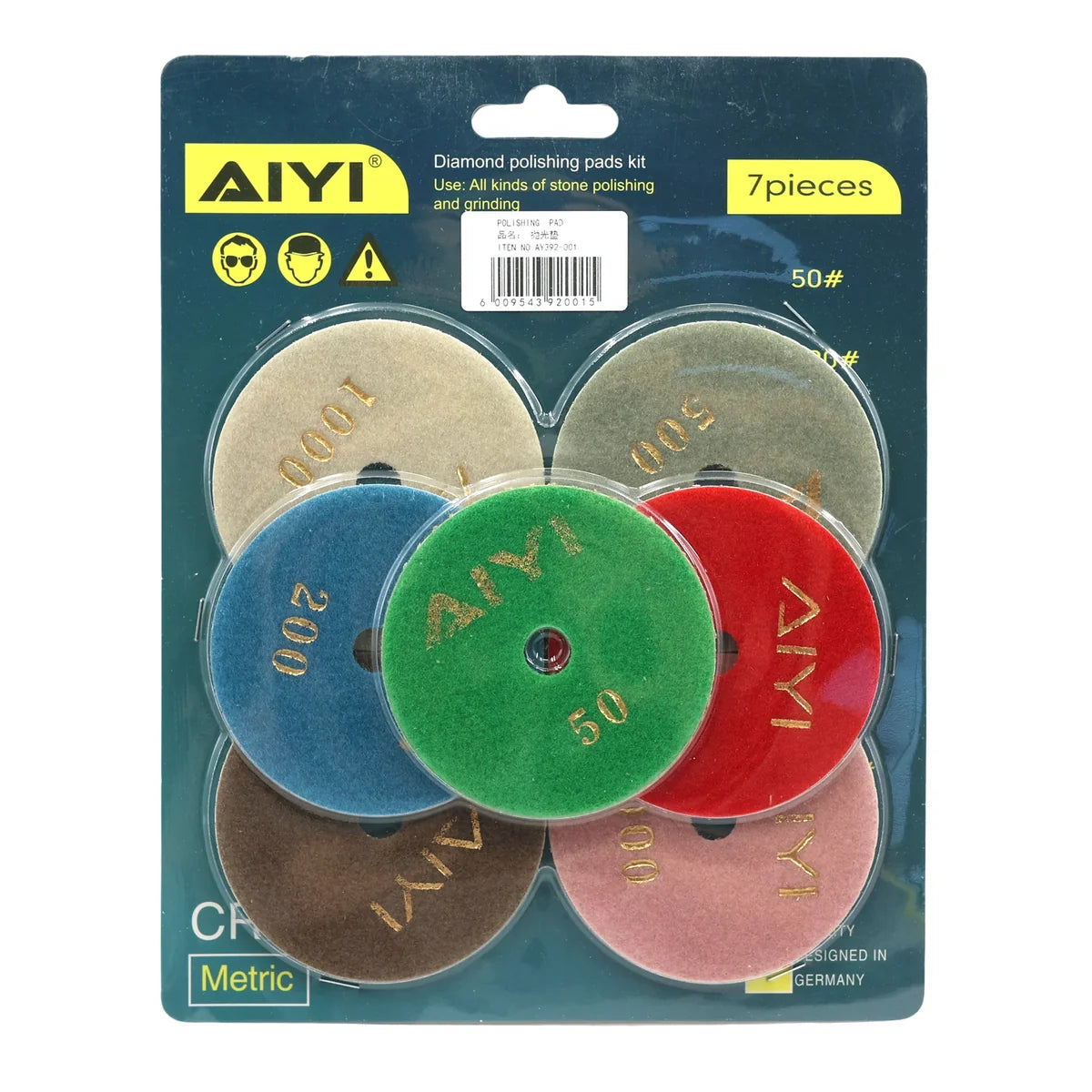 AIYI 7-Piece Diamond Polishing Pad Set (50#–3000# Grit)