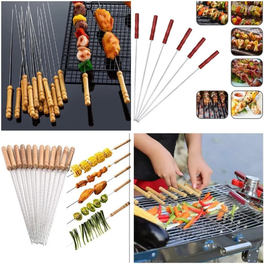 OWSOM Wood-Handled Barbecue Skewers – 10 Piece Set (42cm)