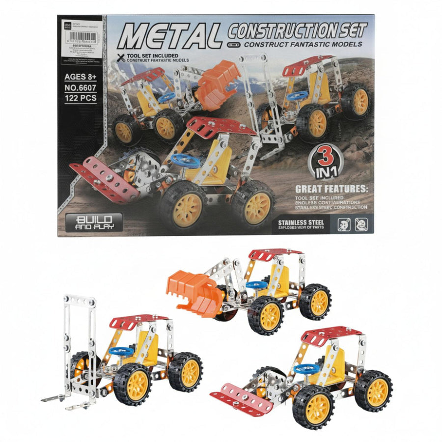 3-in-1 Metal Construction Set – 122 Pieces