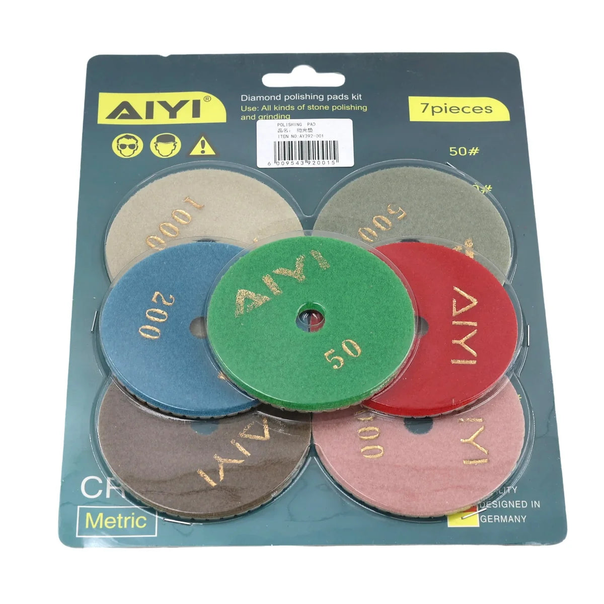 AIYI 7-Piece Diamond Polishing Pad Set (50#–3000# Grit)