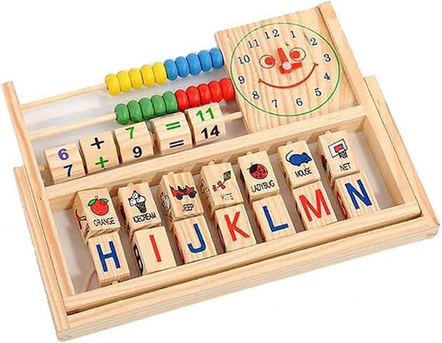 Wooden Educational Learning Frame – Abacus, Clock & Alphabet