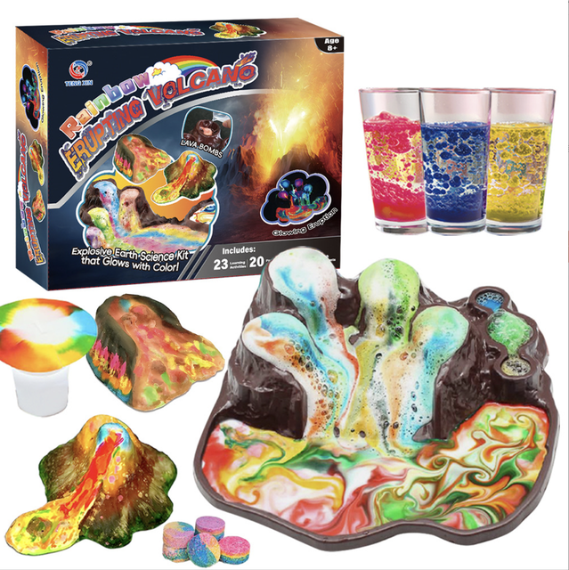 Rainbow Erupting Volcano Science Kit – Glow & Colour Effects