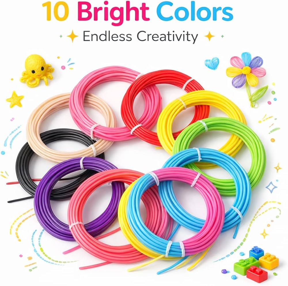 PLA 3D Printing Pen Filament Refill – 10 Colours