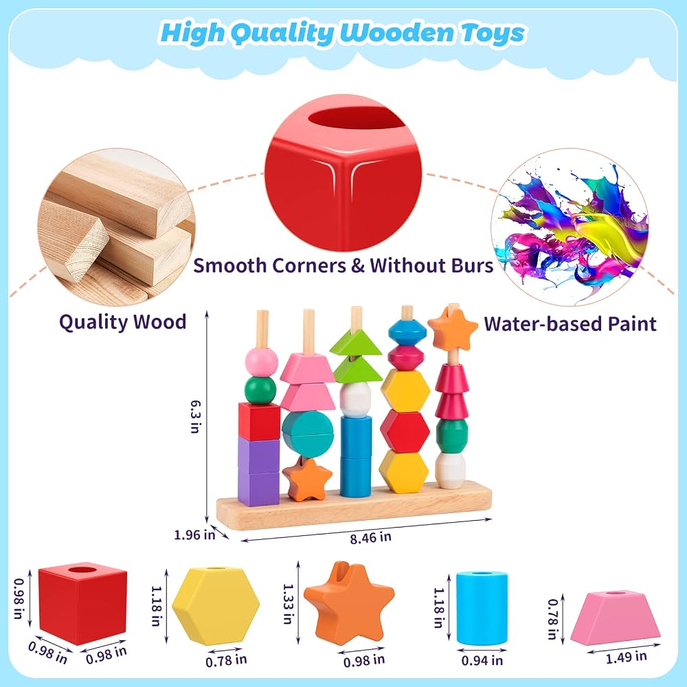 Wooden Shape Stacking & Pattern Matching Game