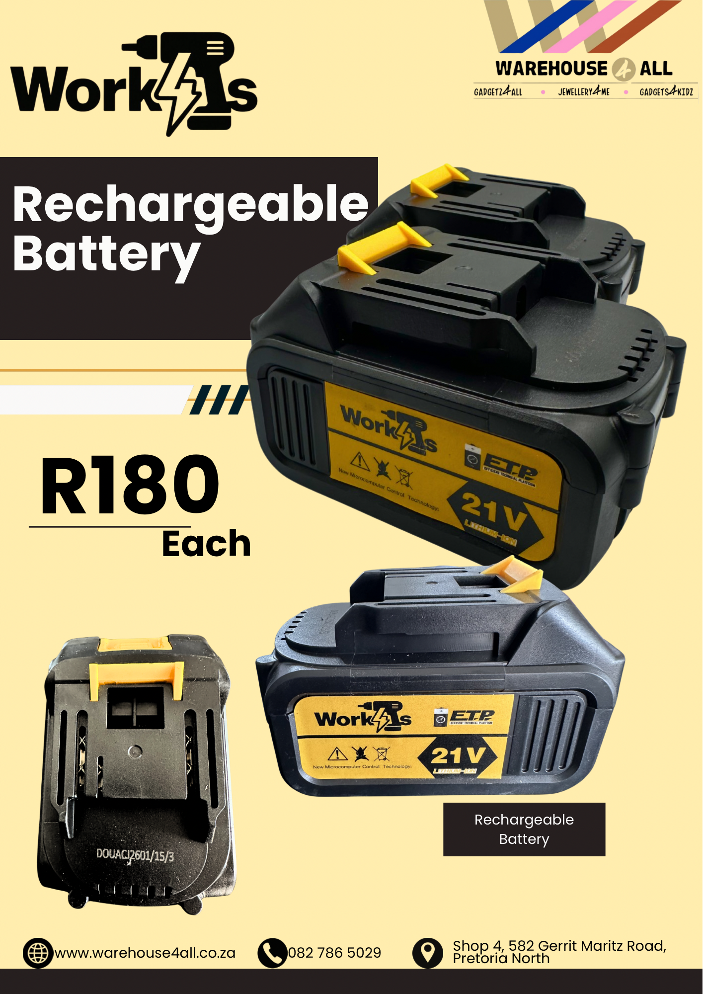 Work4s Rechargeable Battery