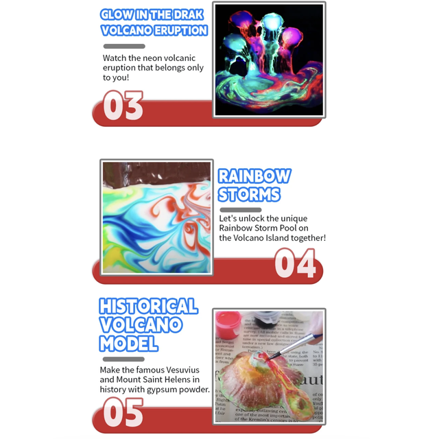 Rainbow Erupting Volcano Science Kit – Glow & Colour Effects