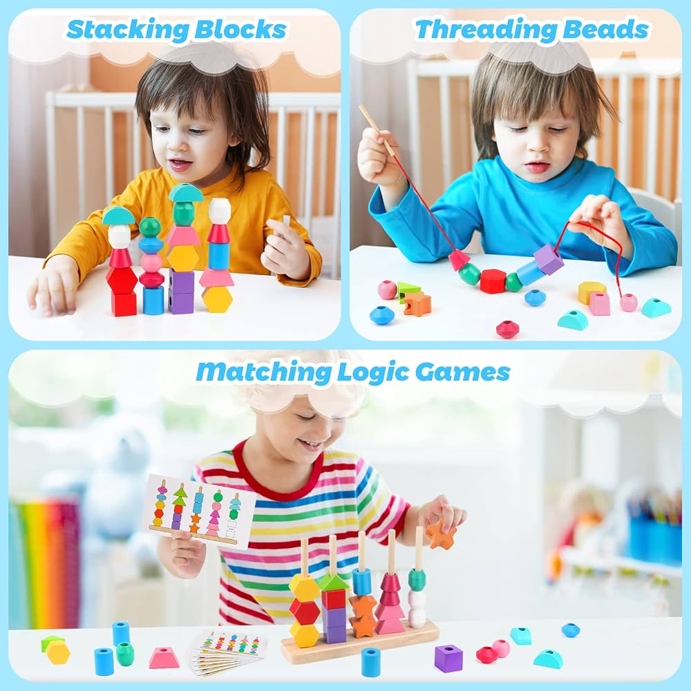 Wooden Shape Stacking & Pattern Matching Game