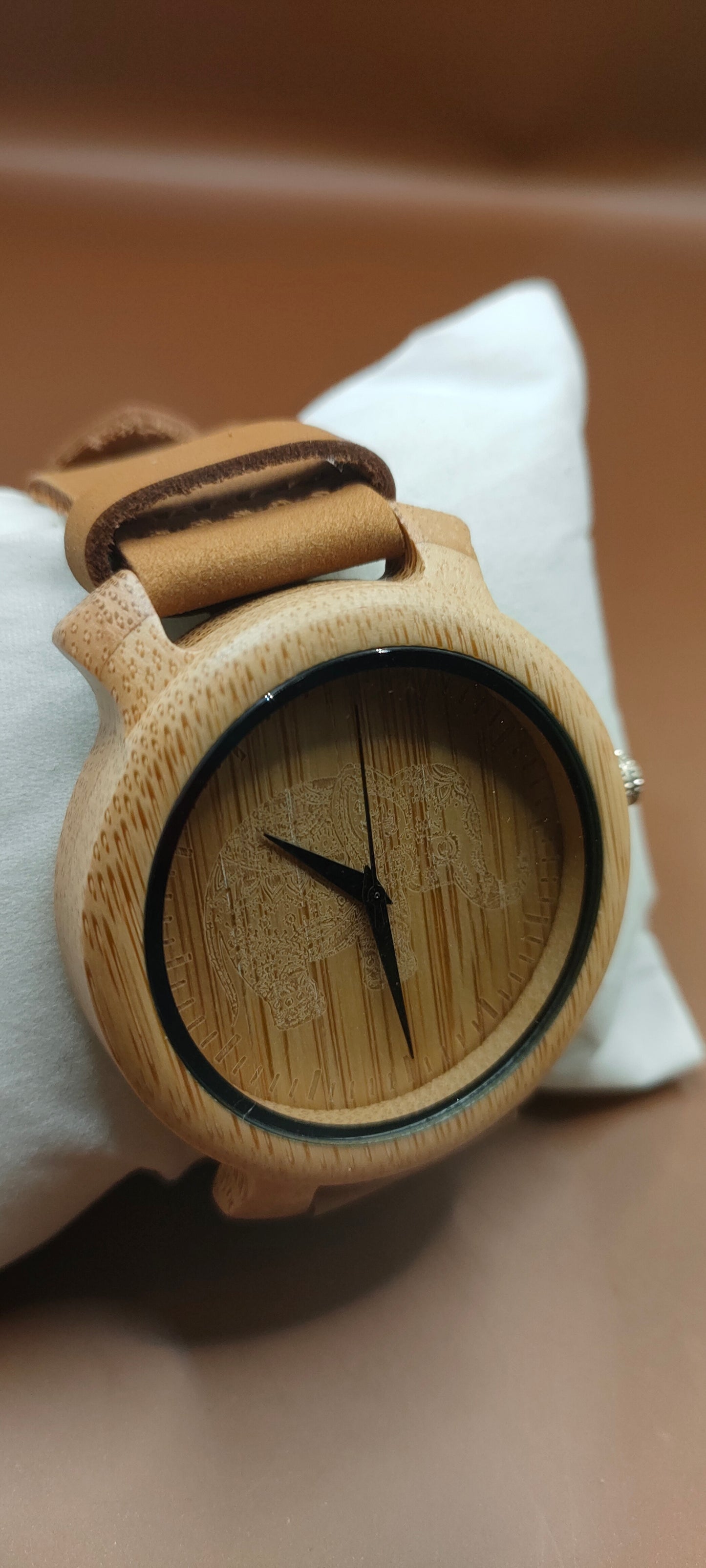 Wooden Watches, Leather & Fabric Straps - Cream & Hazel
