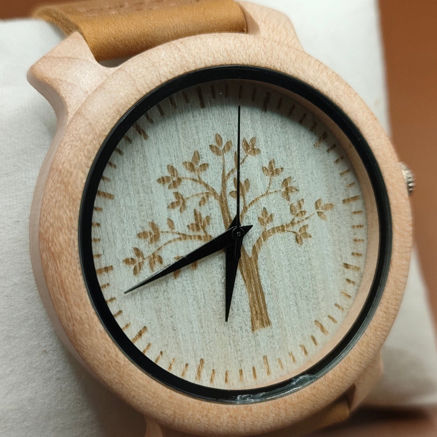 Wooden Watches, Leather & Fabric Straps - Cream & Hazel