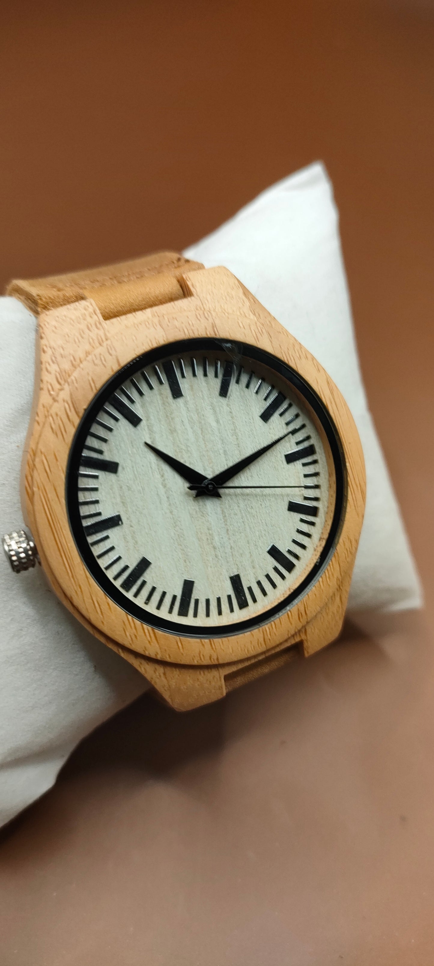 Wooden Watches, Leather & Fabric Straps - Cream & Hazel