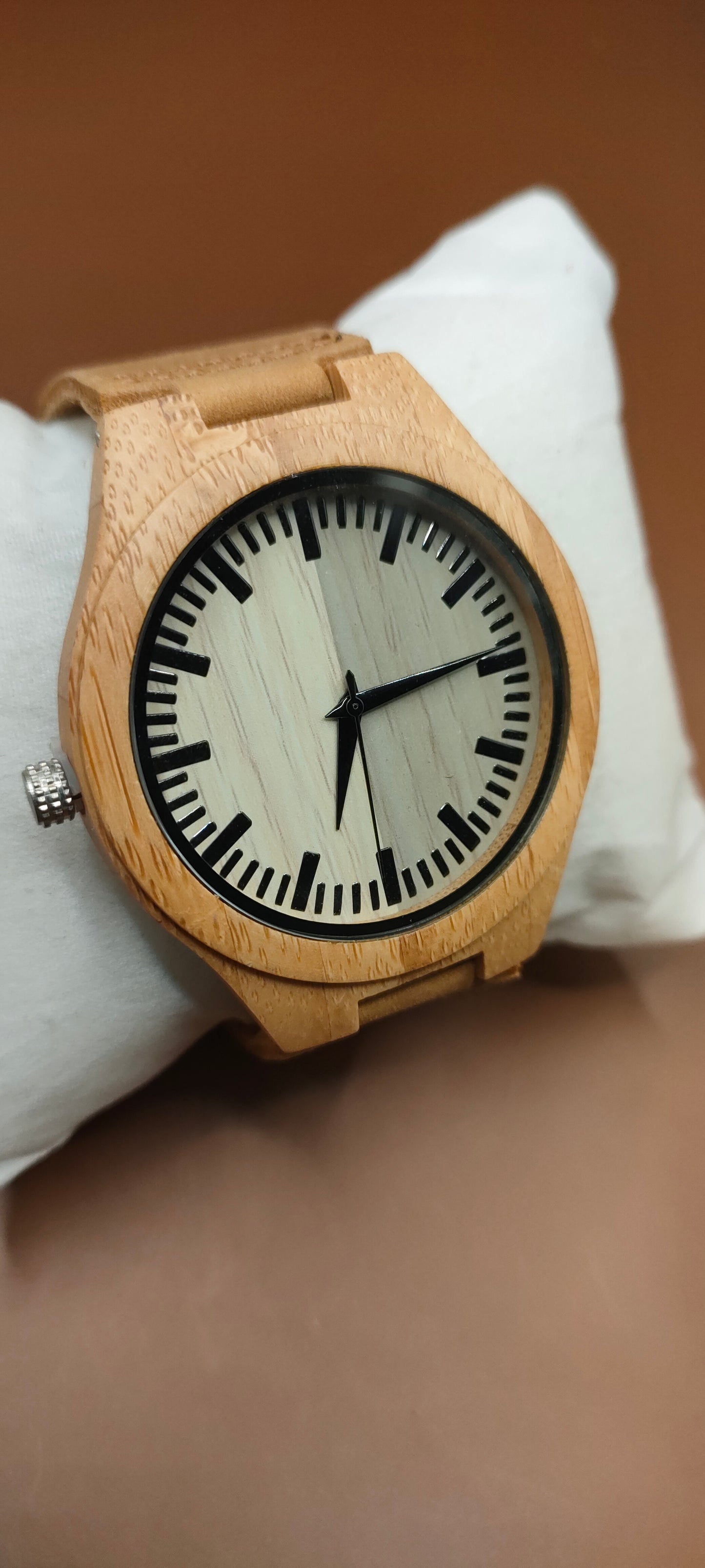 Wooden Watches, Leather & Fabric Straps - Cream & Hazel