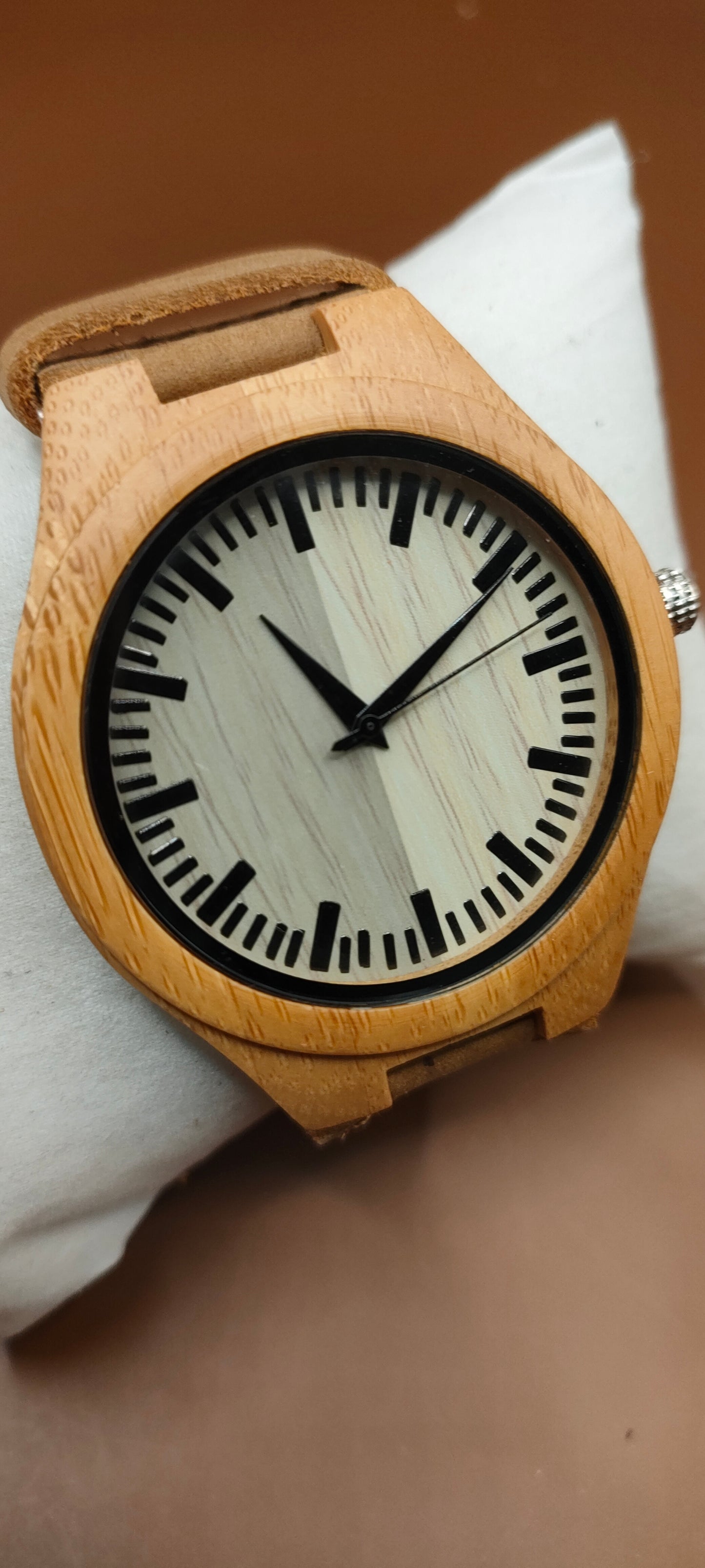 Wooden Watches, Leather & Fabric Straps - Cream & Hazel