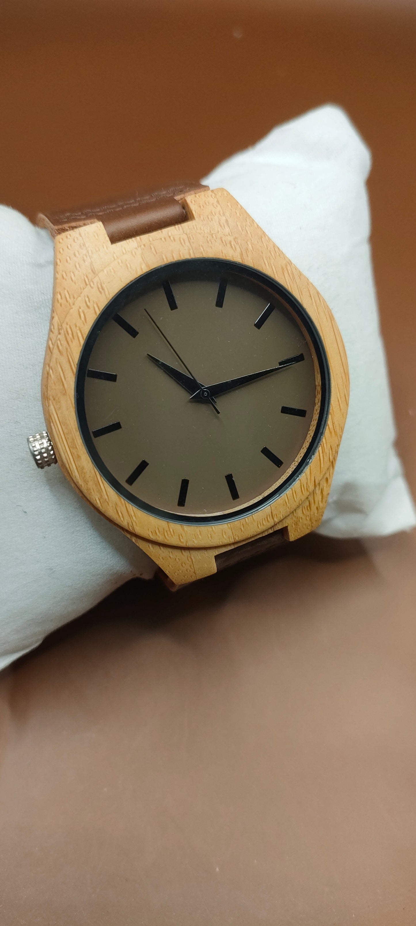 Wooden Watches, Leather & Fabric Straps - Cream & Hazel