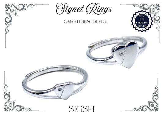 Signet Rings - Sterling Silver (Heart)