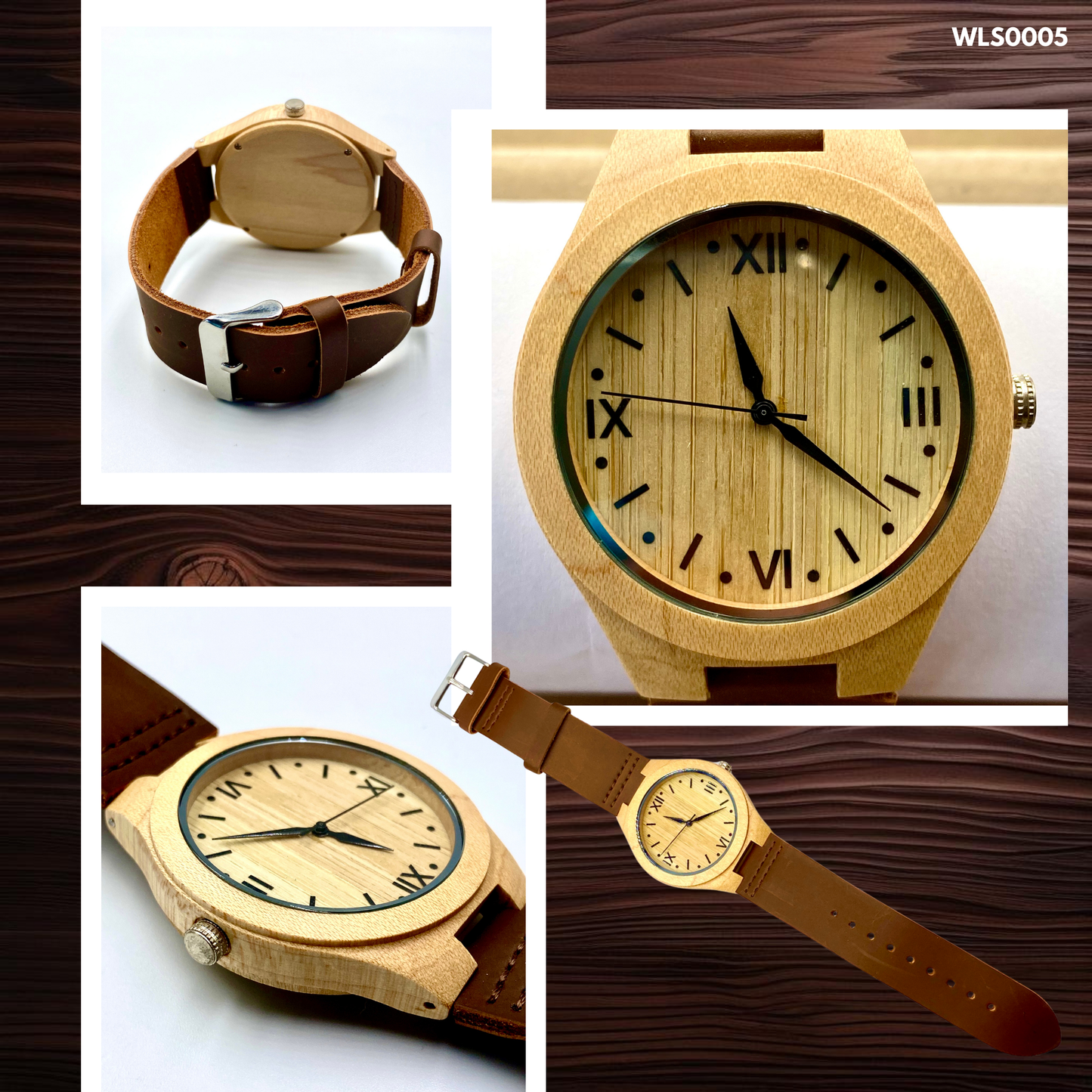 Wooden Watches - Leather Straps (WLS0002-6,8,9)