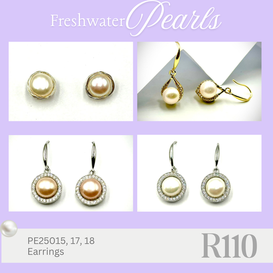 Pearl Earrings (PE25015, 17, 18)