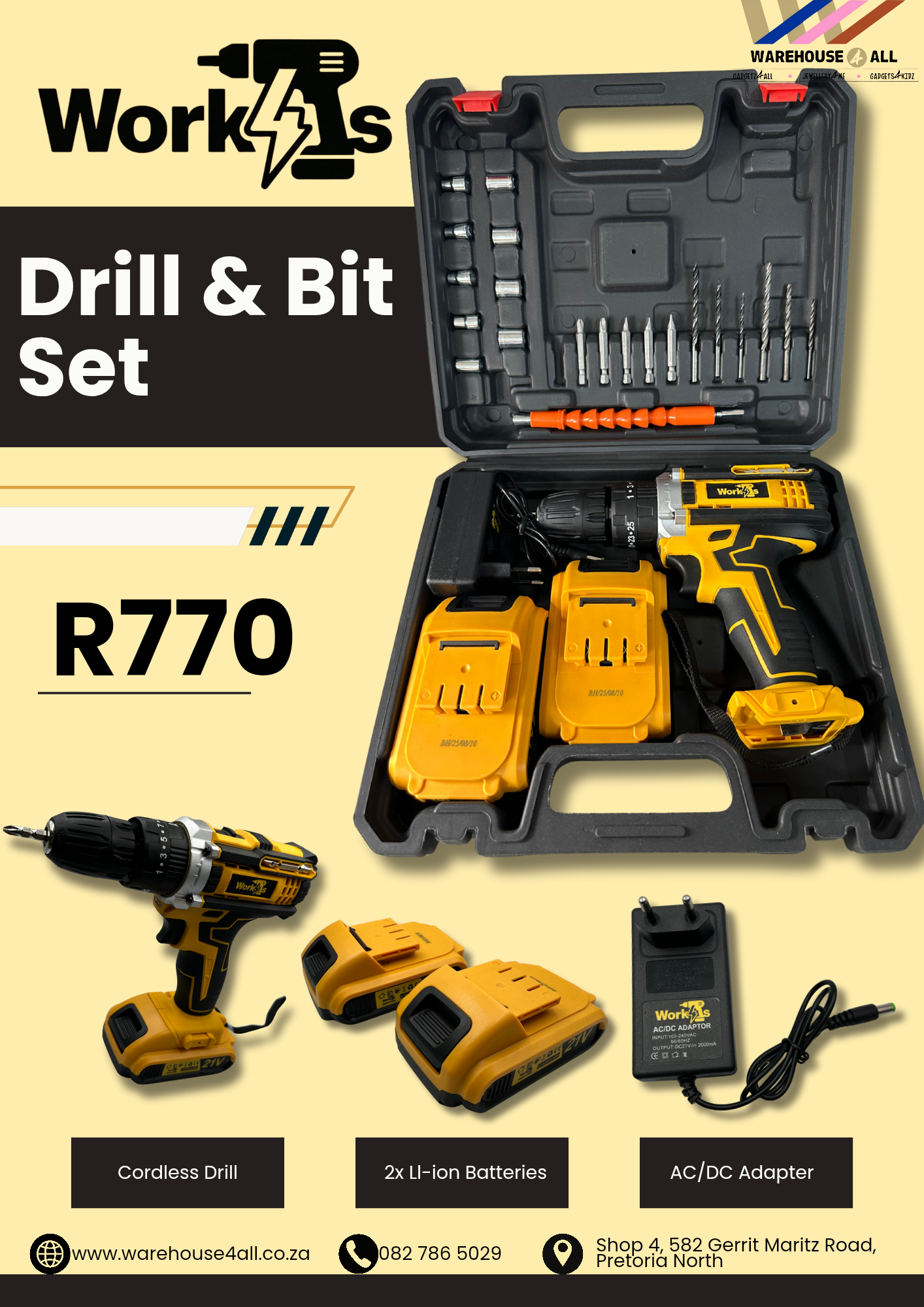 Work4s Drill & Bit Set